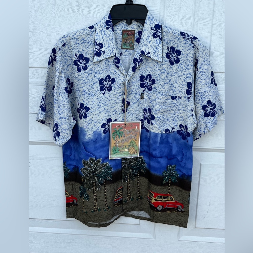 Vintage Pineapple Connection Button Down Men's Shirt Multicolor Hawaiian Size S